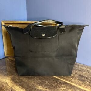 Longchamp Black Nylon and Leather Small Le Pliage Tote